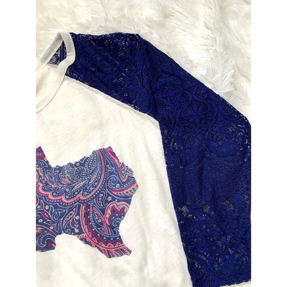 ⚡️Texas 3/4 Lace Sleeve Baseball Tee - Picture 3 of 3